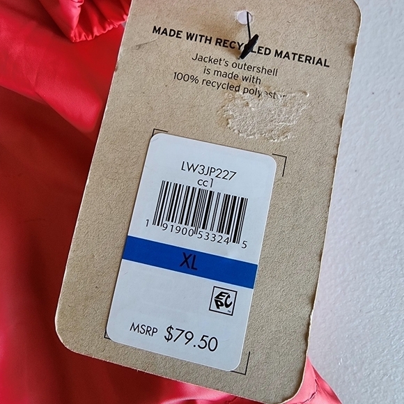 NWT Levi's Colorblock Hooded Jacket Pink/White Women's Size XL. - Picture 9 of 10